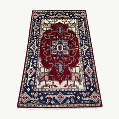 Afghan Kazak 4.8 x 2.8 Rug – Deep Red Field with Tribal Medallion Design