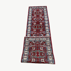 Afghan Kazak 9.7 x 2.6 Runner – Rich Red Field with Tribal Geometric Motifs