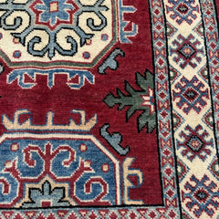 Afghan Kazak 4.2 x 2.5 Rug – Tribal Medallion & Geometric Motifs