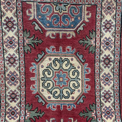 Afghan Kazak 4.2 x 2.5 Rug – Tribal Medallion & Geometric Motifs