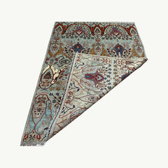 Hand-Knotted Chobi 8 x 5.8 Rug – Sky Blue Botanical Elegance with Multicolor Medallions