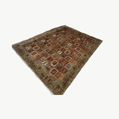 Ayna 11.7 x 8.8 Rug – Tribal Garden Grid in Earthy Olive, Deep Rust & Ivory