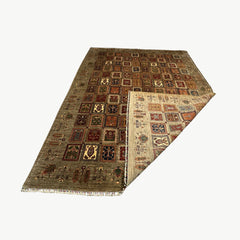 Ayna 11.7 x 8.8 Rug – Tribal Garden Grid in Earthy Olive, Deep Rust & Ivory
