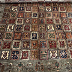 Ayna 11.7 x 8.8 Rug – Tribal Garden Grid in Earthy Olive, Deep Rust & Ivory