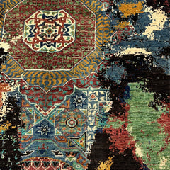 Mumlook 5.1 x 3.2 Wool Rug – Tribal Medallions with Abstract Splashes