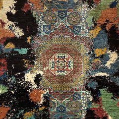 Mumlook 5.1 x 3.2 Wool Rug – Tribal Medallions with Abstract Splashes