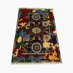 Mumlook 4.9 x 3.4 Wool Rug – Deep Contrast Medallion Field in Crimson, Navy & Gold