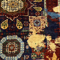 Mumlook 4.9 x 3.4 Wool Rug – Deep Contrast Medallion Field in Crimson, Navy & Gold