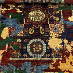 Mumlook 4.9 x 3.4 Wool Rug – Deep Contrast Medallion Field in Crimson, Navy & Gold