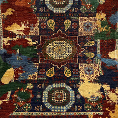 Mumlook 4.9 x 3.4 Wool Rug – Deep Contrast Medallion Field in Crimson, Navy & Gold