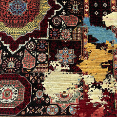 Mumlook 6.4 x 4.9 Wool Rug – Multicolor Distressed Medallion on Black Field