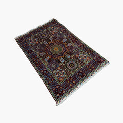 Mumlook 5 x 3.3 Wool Rug – Medallion Mosaic in Burgundy & Jade