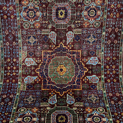 Mumlook 5 x 3.3 Wool Rug – Medallion Mosaic in Burgundy & Jade