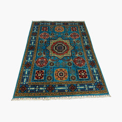 Mumlook 6.5 x 4.8 Wool Rug – Azure Geometry & Royal Medallions