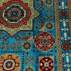 Mumlook 6.5 x 4.8 Wool Rug – Azure Geometry & Royal Medallions