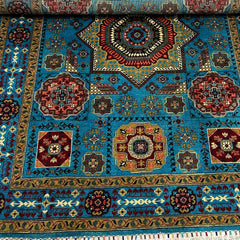 Mumlook 6.5 x 4.8 Wool Rug – Azure Geometry & Royal Medallions