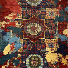 Mumlook 5 x 3.3 Wool Rug – Classic Medallions in Indigo, Ochre & Crimson