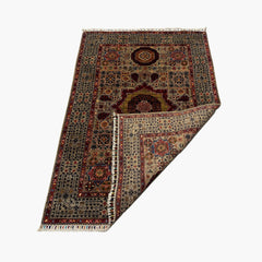 Mumlook 5.9 x 4.9 Wool Rug – Classic Medallion Layout in Earthy Neutrals & Garnet