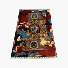 Mumlook 4.8 x 3.4 Wool Rug – Turquoise Medallion Harmony with Floral Tiles