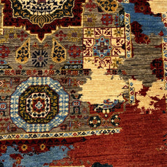 Mumlook 4.8 x 3.4 Wool Rug – Turquoise Medallion Harmony with Floral Tiles