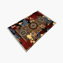 Mumlook 4.8 x 3.4 Wool Rug – Turquoise Medallion Harmony with Floral Tiles