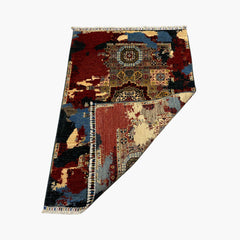 Mumlook 4.8 x 3.4 Wool Rug – Turquoise Medallion Harmony with Floral Tiles