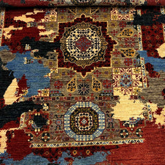 Mumlook 4.8 x 3.4 Wool Rug – Turquoise Medallion Harmony with Floral Tiles