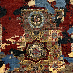 Mumlook 4.8 x 3.4 Wool Rug – Turquoise Medallion Harmony with Floral Tiles