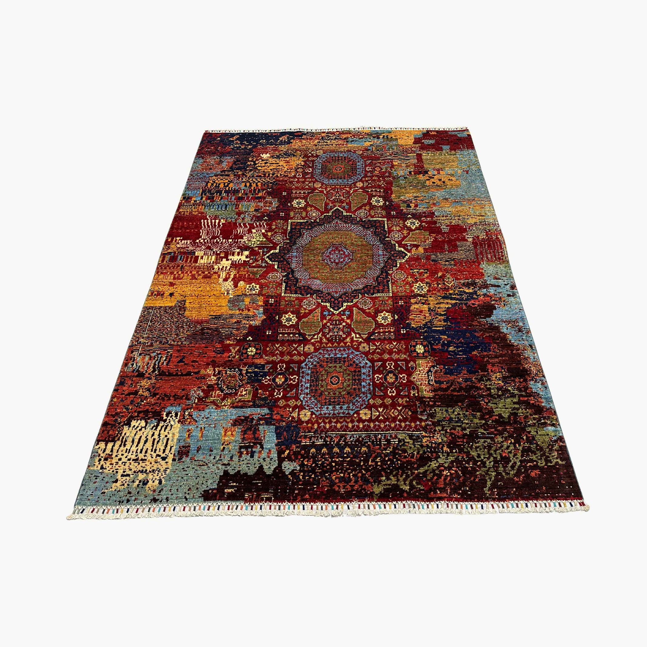 Mumlook 7.5 x 5.6 Wool Rug – Prism Medallions on Mosaic Field