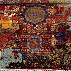 Mumlook 7.5 x 5.6 Wool Rug – Prism Medallions on Mosaic Field