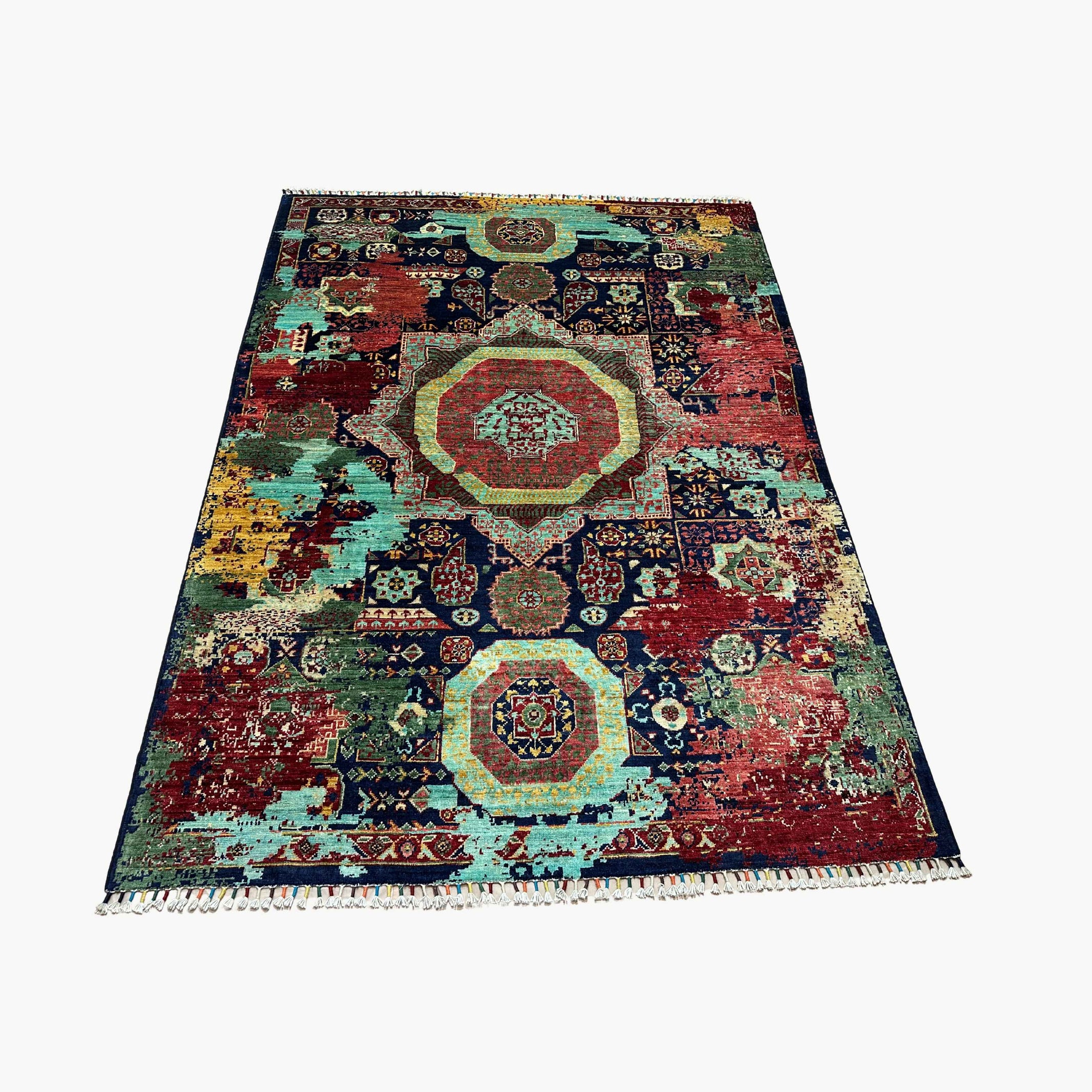 Mumlook 6.7 x 4.9 Revival Rug – Distressed Medallions in Jewel Tone Collage