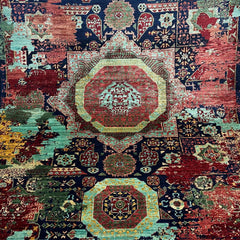 Mumlook 6.7 x 4.9 Revival Rug – Distressed Medallions in Jewel Tone Collage