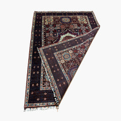 Mumlook 6.9 x 5.1 Wool Rug – Medallion Geometry in Deep Blues & Ivory