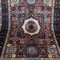 Mumlook 6.9 x 5.1 Wool Rug – Medallion Geometry in Deep Blues & Ivory