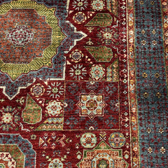 Mumlook 6.6 x 4.8 Wool Rug – Regal Red & Blue Medallion with Floral Geometry