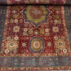 Mumlook 6.6 x 4.8 Wool Rug – Regal Red & Blue Medallion with Floral Geometry