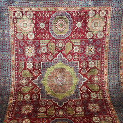 Mumlook 6.6 x 4.8 Wool Rug – Regal Red & Blue Medallion with Floral Geometry