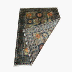 Mumlook 6.5 x 5 Rug – Deep Olive Medallion Design with Tribal Motifs