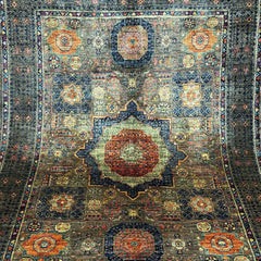 Mumlook 6.5 x 5 Rug – Deep Olive Medallion Design with Tribal Motifs