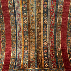 Shaal 4 x 2.7 Wool Rug – Tribal Stripe Harmony in Ruby & Teal