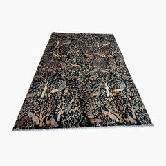 Shekari 11.8 x 9 Wool Rug – Verdant Tree of Life with Majestic Birds