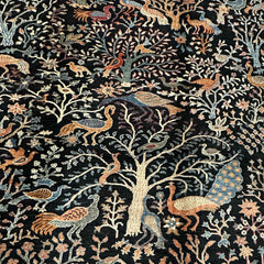 Shekari 11.8 x 9 Wool Rug – Verdant Tree of Life with Majestic Birds