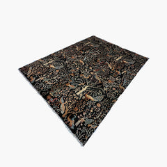 Shekari 11.8 x 9 Wool Rug – Verdant Tree of Life with Majestic Birds