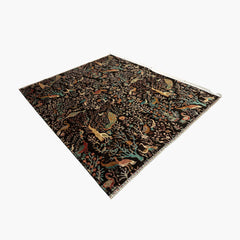 Shekari 9.8 x 8.2 Wool Rug – Tree of Life with Majestic Birds on Deep Forest Green