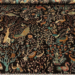 Shekari 9.8 x 8.2 Wool Rug – Tree of Life with Majestic Birds on Deep Forest Green