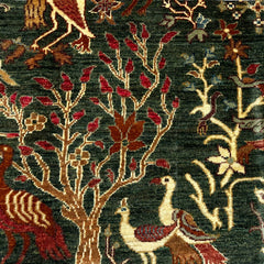 Shekari 5 x 3.4 Wool Rug – Verdant Tree of Life with Majestic Birds