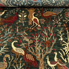 Shekari 5 x 3.4 Wool Rug – Verdant Tree of Life with Majestic Birds
