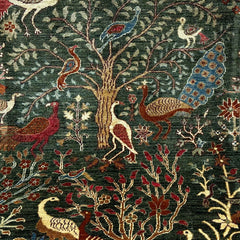 Shekari 5 x 3.4 Wool Rug – Verdant Tree of Life with Majestic Birds