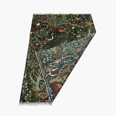 Shekari 6.8 x 5 Wool Rug – Verdant Garden of Birds & Blooms