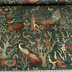 Shekari 6.8 x 5 Wool Rug – Verdant Garden of Birds & Blooms